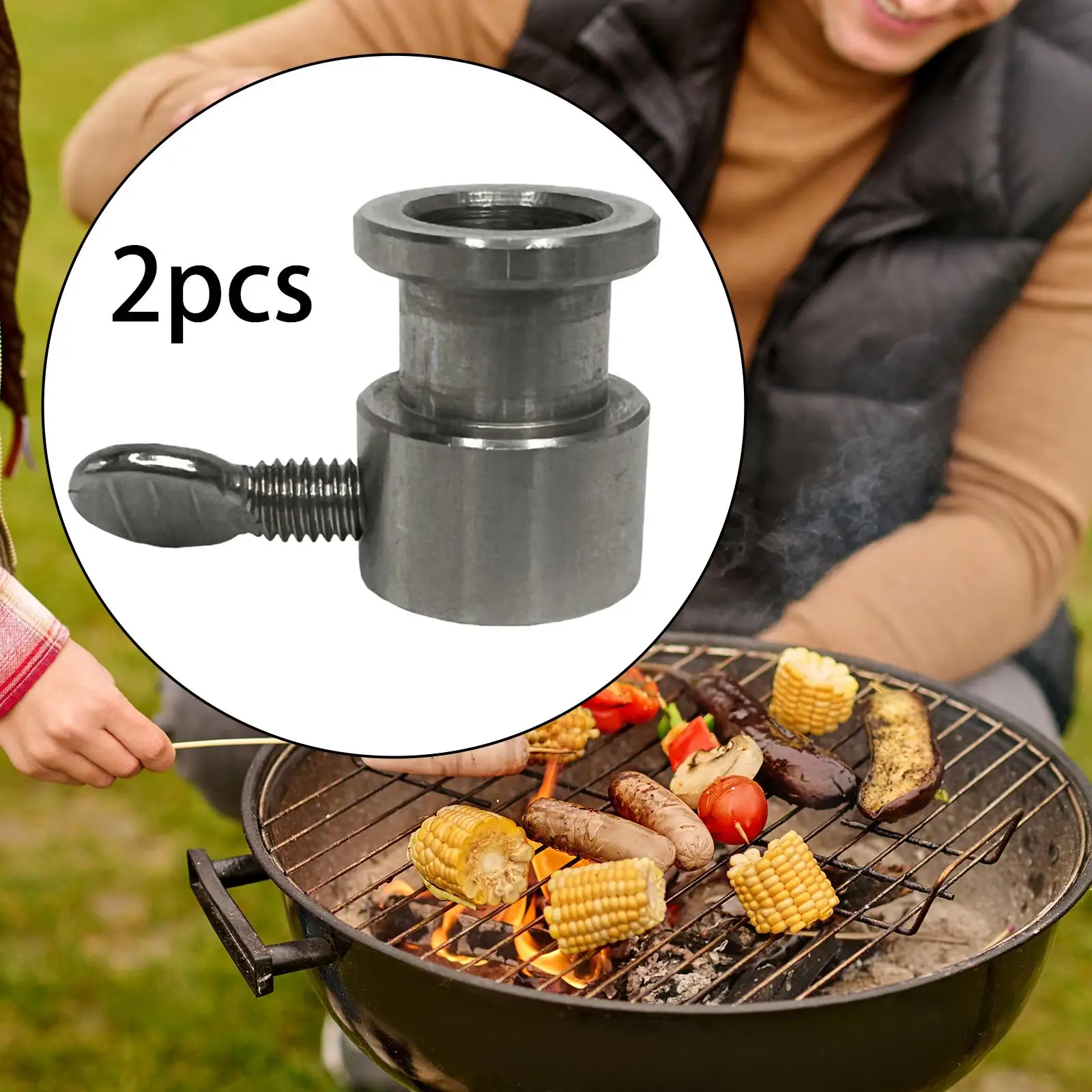 Manga limitadora para parrilla giratoria de 2 piezas, manga para parrilla de barbacoa de acero inoxidable, conveniente, conjunto de límite para barbacoa pequeña