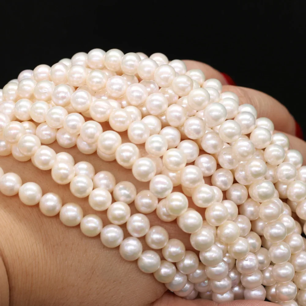 Natural Freshwater Pearl Beads Round Shape isolation Loose Beads For jewelry making DIY necklace bracelet accessories 7-8mm