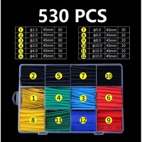 Electrical Connection Wire Cable Insulation Sleeving, Heat-Shrink Tube, Thermoresistant Wrapping Kit, 530-580Pcs