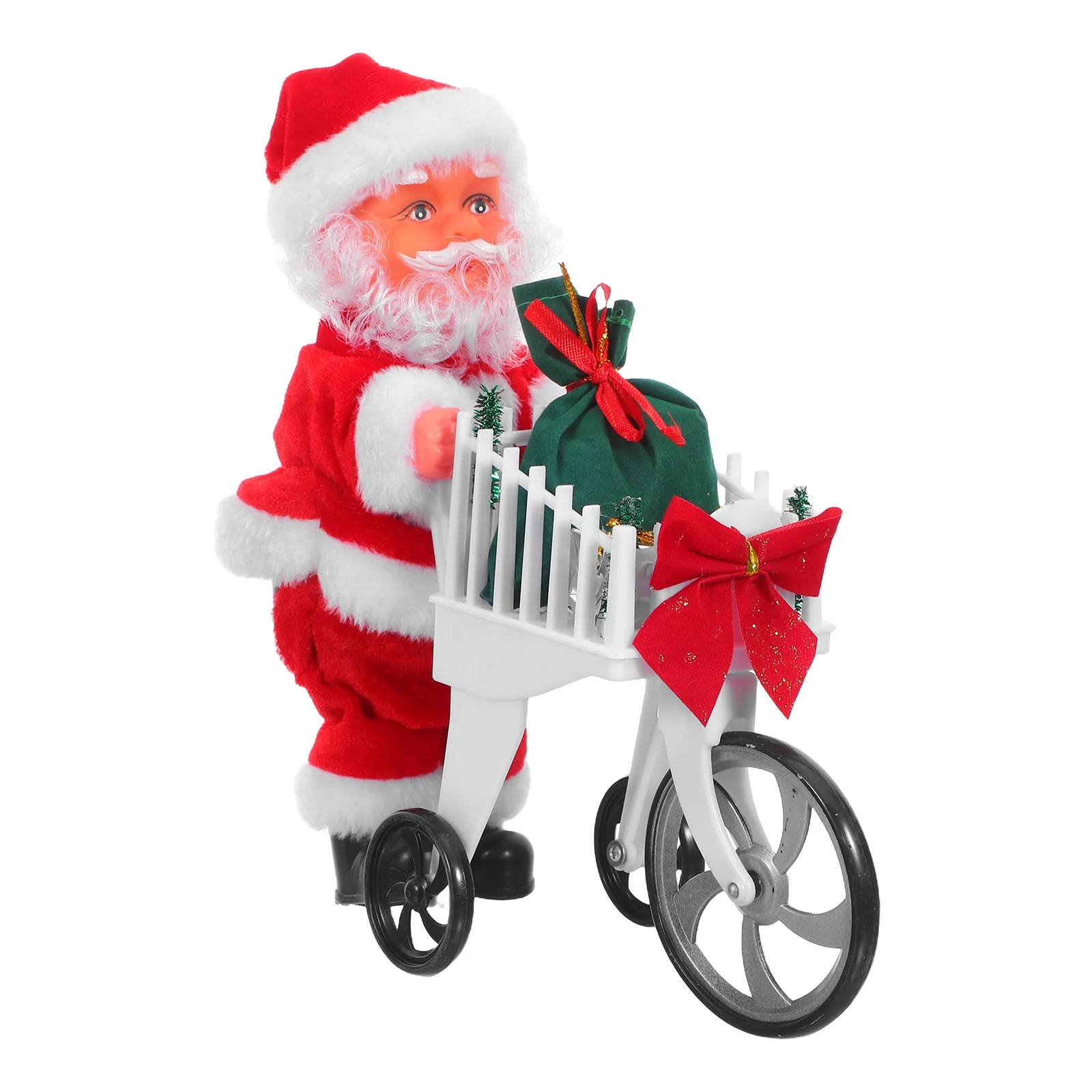 Holiday Santa with Shopping Cart Interactive Music Movable Christmas Decoration Ideal for Home Office and Gifts
