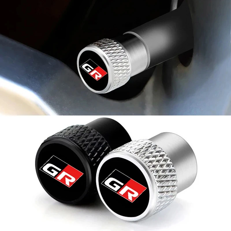 4PCS/Set Metal Badges Car Wheel Tire Stem Air Valve Caps Accessories Case For GR Gazoo Racing Sport Motor Car Styling Decorate