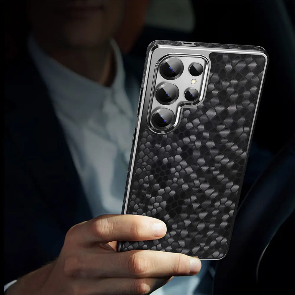 

Тонкий чехол Magsafe из натуральной яловой кожи для Samsung Galaxy S23 S24 S25 Ultra Dragon Scale Cover