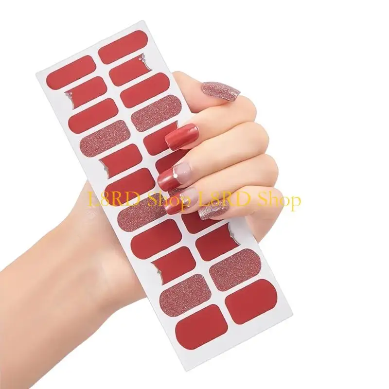 L8RD Semi Cured Gels Nails Polish Strips Adhesive Full Wrap Gels Nails Art Stickers