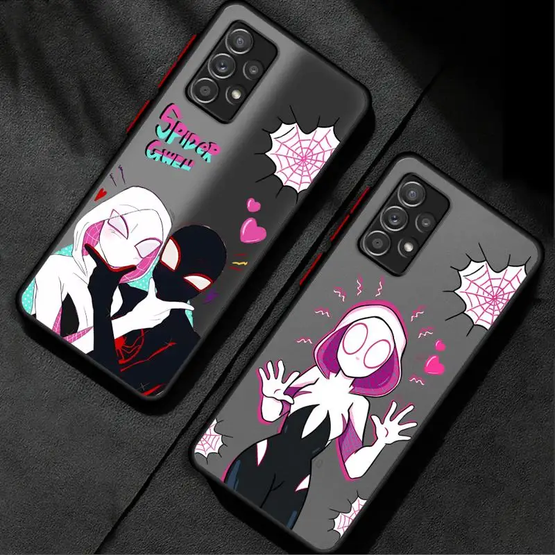 phone case for Samsung Galaxy A52 A32 A21s A16 A13 A55 A54 A12 A15 Los casos matte frosted fundas Marvel Spider Man Gwen Love