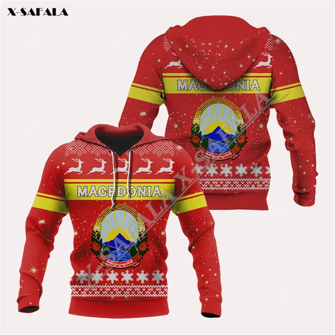 MACEDONIA  FLAG Merry CHRISTMAS Gift 3D Full Print Zipper Hoodie Men Pullover Sweatshirt Hooded Jersey Tracksuits Outwear Coat