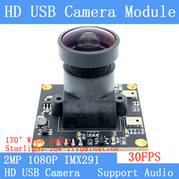 HD 1080P Webcam IMX291 Star Level Surveillance Wide Angle 30FPS Linux UVC 2MP USB Camera Module for Microphone Windows