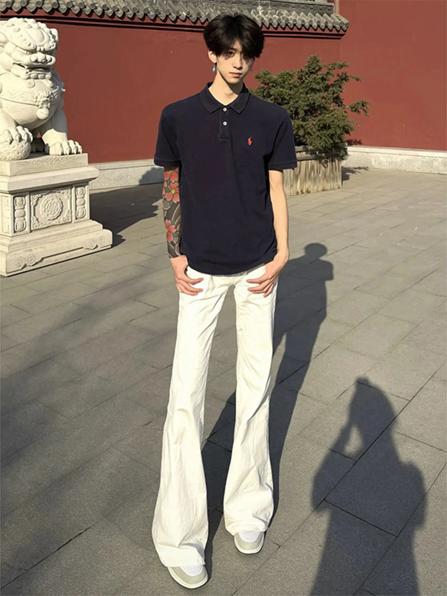 

Мужские джинсы Slim Fit Micro Flare CleanFit в американском стиле High Street: прямые, зауженные, износостойкие, молодежные