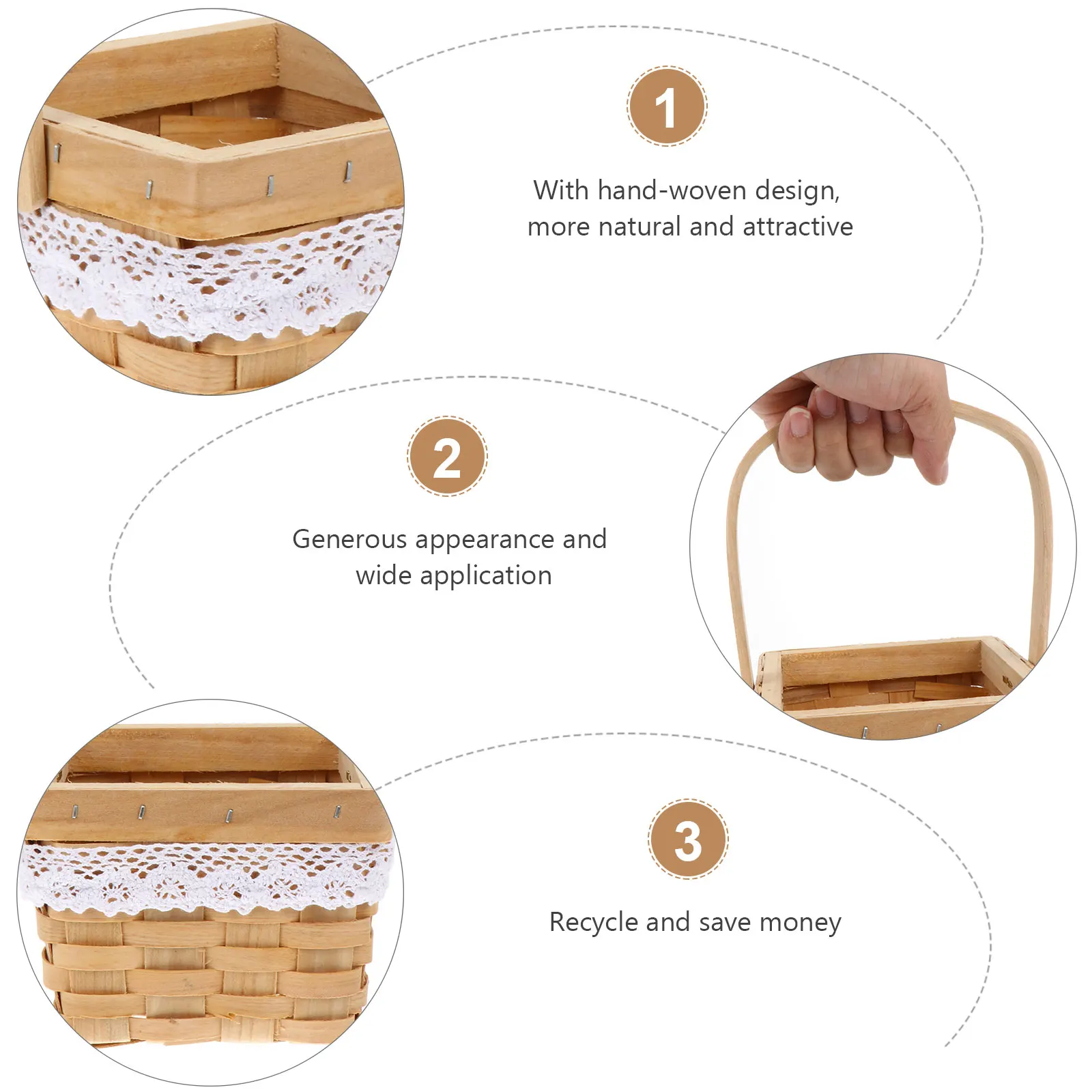 

Woven Baskets Wood Chip Flower Storage Floral Festival Supplies Fruit Hand-woven