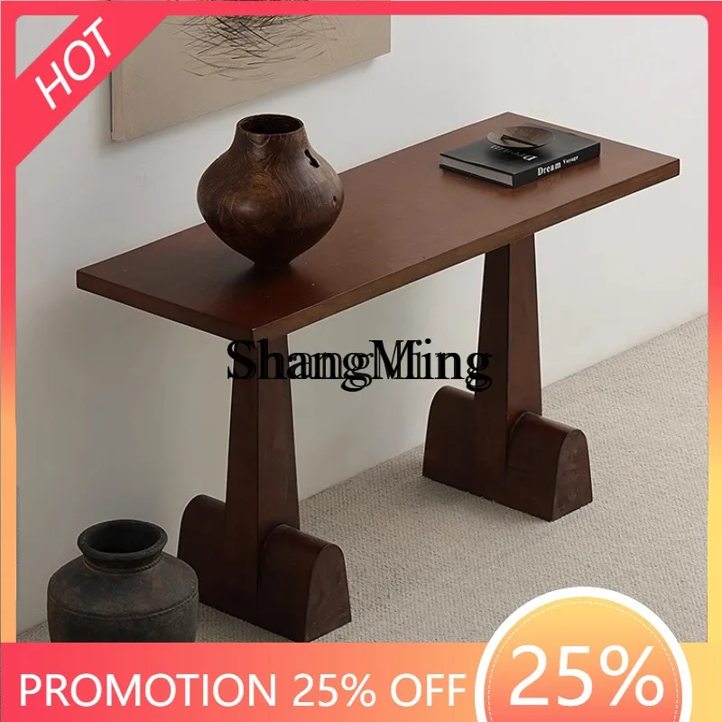 Tavolo da ingresso a ferro di cavallo in legno massello SM, tavolo da ingresso divisorio per soggiorno, tavolo di fornitura, mobile da ingresso per ufficio