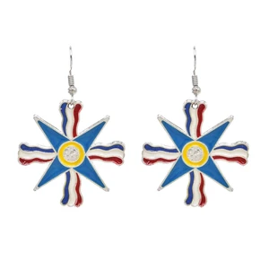 Accesorios para el cabello del cinturón asirio plateado Pendientes para mujeres Asiria Asiria Colorida Colorida Monedas de hoja Juegos de joyería 8 mejores ventas de bandera asiria - №3