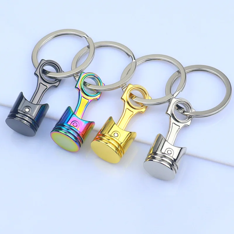 Motor de carro Piston Estilo Keychain, Metal Keyring, Keyfob personalizado, Criativo, Auto Modificação, Modelo, Presentes dos homens