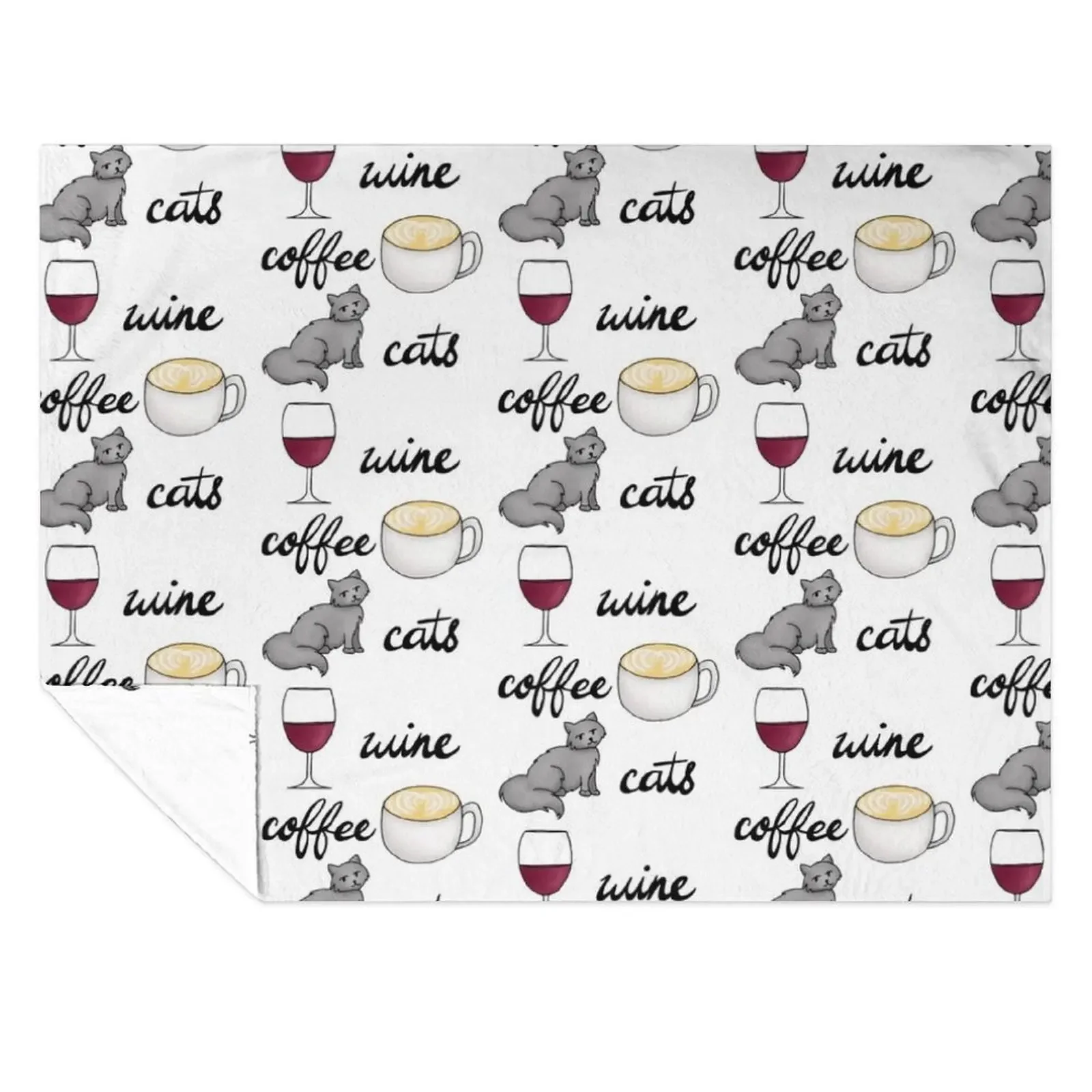 

Wine Coffee Cats Throw Blanket Sofa Travel Kid'S Extra Large Throw Blankets