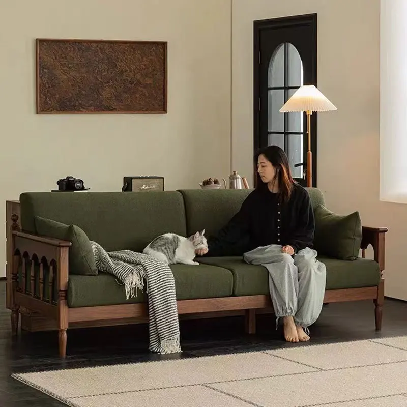 

Настраиваемый винтажный диван из массива черного ореха