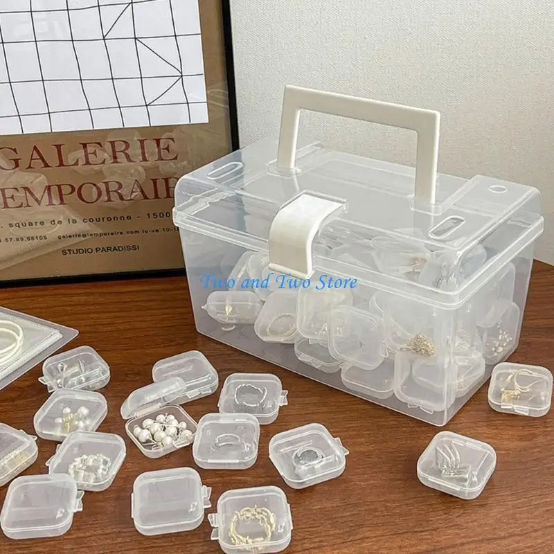 

HX6F 10Pcs/set Plastic Beads Storage Containers Mini Clear Square Box Empty Case with Lid for Earplugs Pills Jewelry Hardware