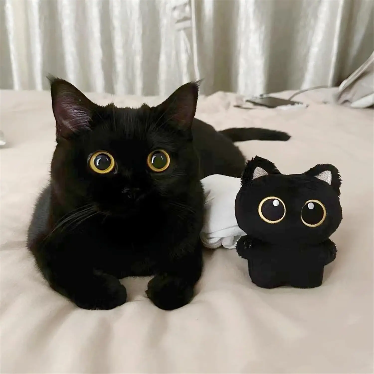 Portachiavi Peluche Gatto Nero - Charm per Borsa, Accessorio Carino, Regalo per Donne