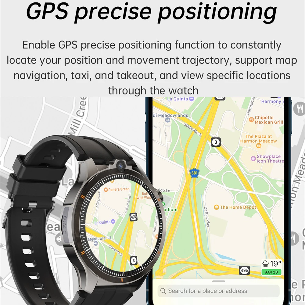 كاميرا مزدوجة GPS WIFI APP تنزيل Smartwatch النساء 4G ساعة ذكية الرجال مكالمة فيديو 1.43 بوصة 466*466 AMOLED 2GB + 16GB RAM 800mah