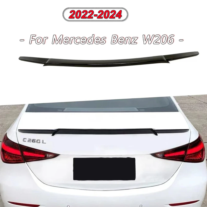 

For Mercedes Benz W206 C-Class 2022 2023 2024 Gloss Black Rear Trunk Spoiler Wing Tail Boot Lip Deflector Body Kit Tuning