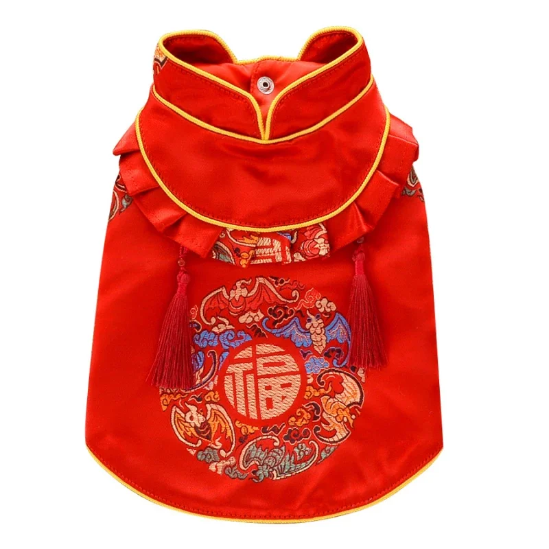 

Chinese New Year Dog Clothing Tang Suit Cheongsam Spring Festival Dog Clothes Yorkie Pomeranian Poodle Bichon Schnauzer Costumes