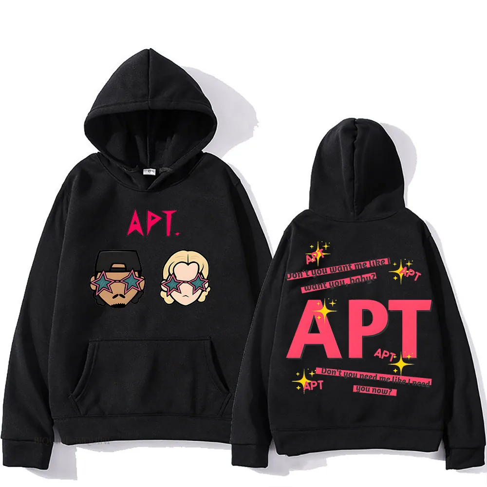 ROSÉ & Bruno Mars APT Hooded Graphic Printing Korean Style Sweatshirt Long-sleeved Comfortable Clothing Sudaderas Women Hoody