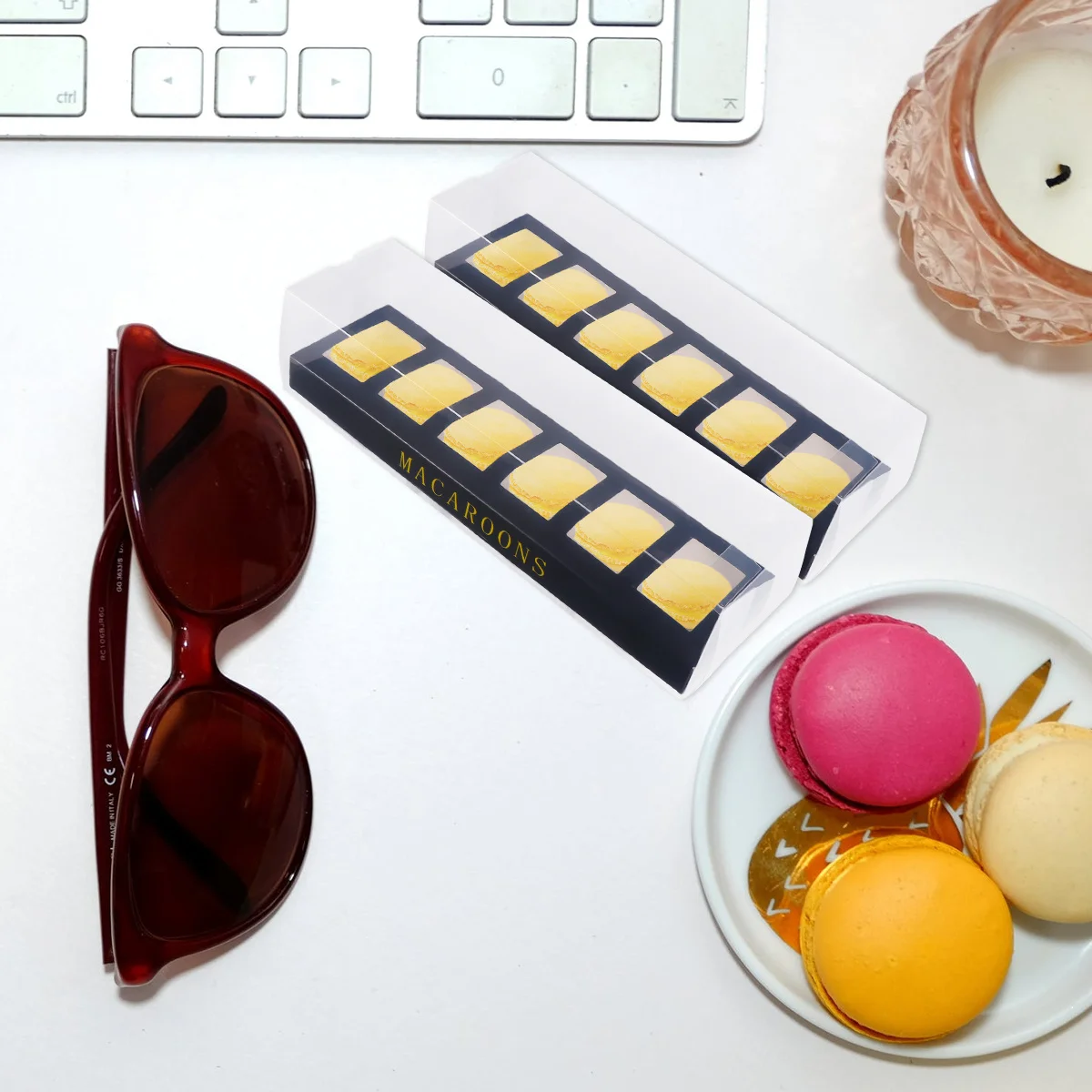 

10Pcs Plastic Macaroon Box Cute Transparent Baking Dessert Container for Gift Giving Party Favors Holiday Treats Strong Reusable