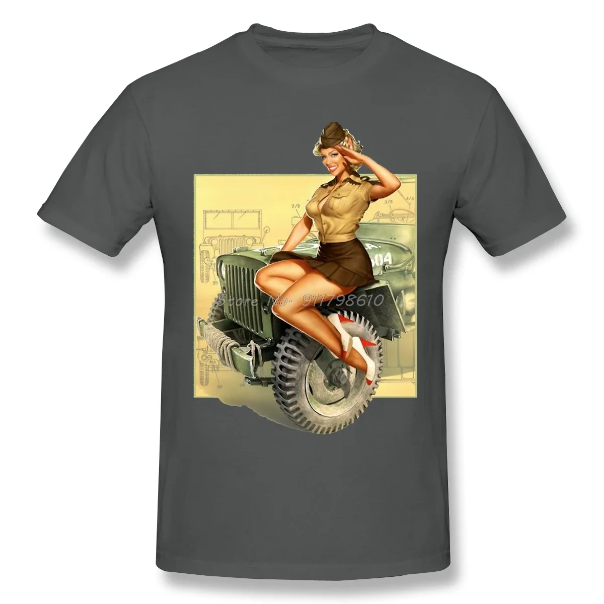 Pin-up Willys MB Vintage Casual T Shirt Hot Sale Band Of Brothers TShirt Anime Men Tee Streetwear Harajuku anime clothes