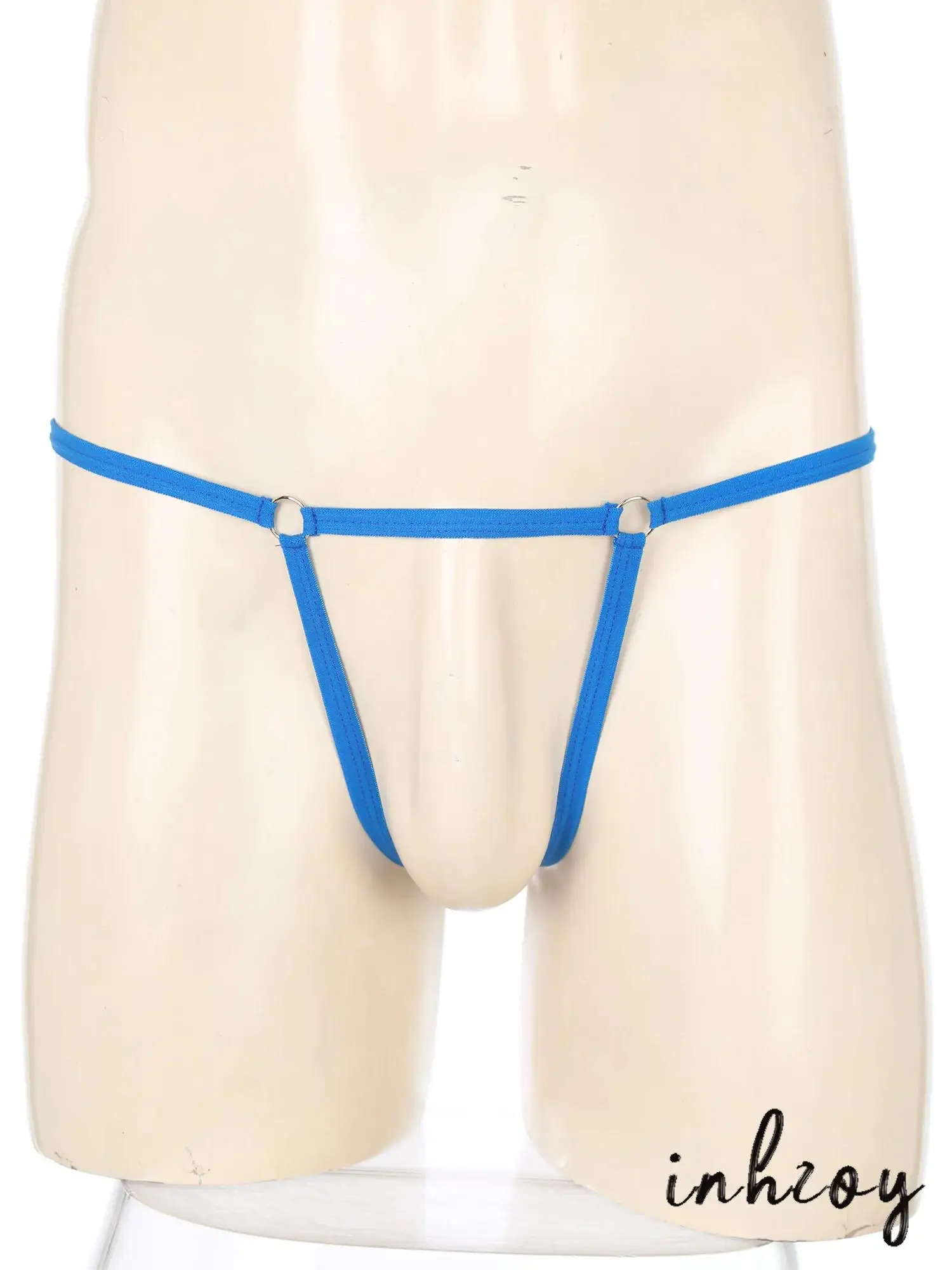 

Mens Mini Bikini Panties G-strings Thongs Metal O-ring Elastic Spaghetti Band T-back Underwear for Couple Games Special Nights