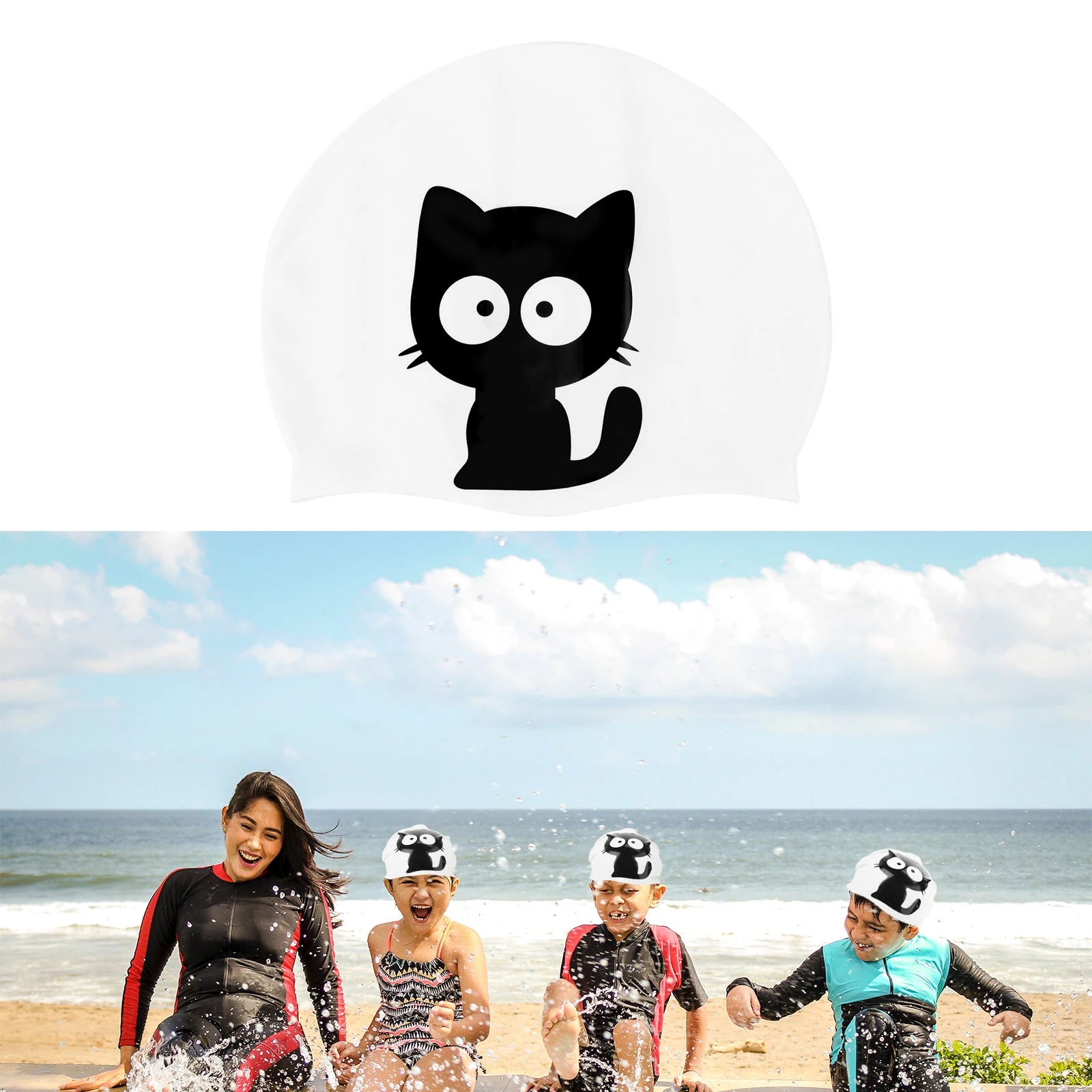 

Swim Cap Children's Swimming Pool for Kids Bathing Personality Caps White Hats Miss