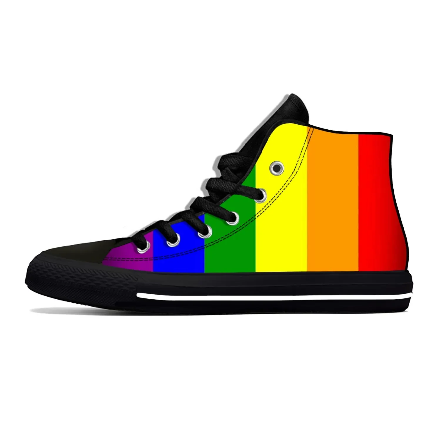 LGBT LGBTQ Gay Lesbian Rainbow Pride Flag Cartoon Casual Cloth Shoes High Top Comfortable Breathable 3D Print Men Women Sneakers