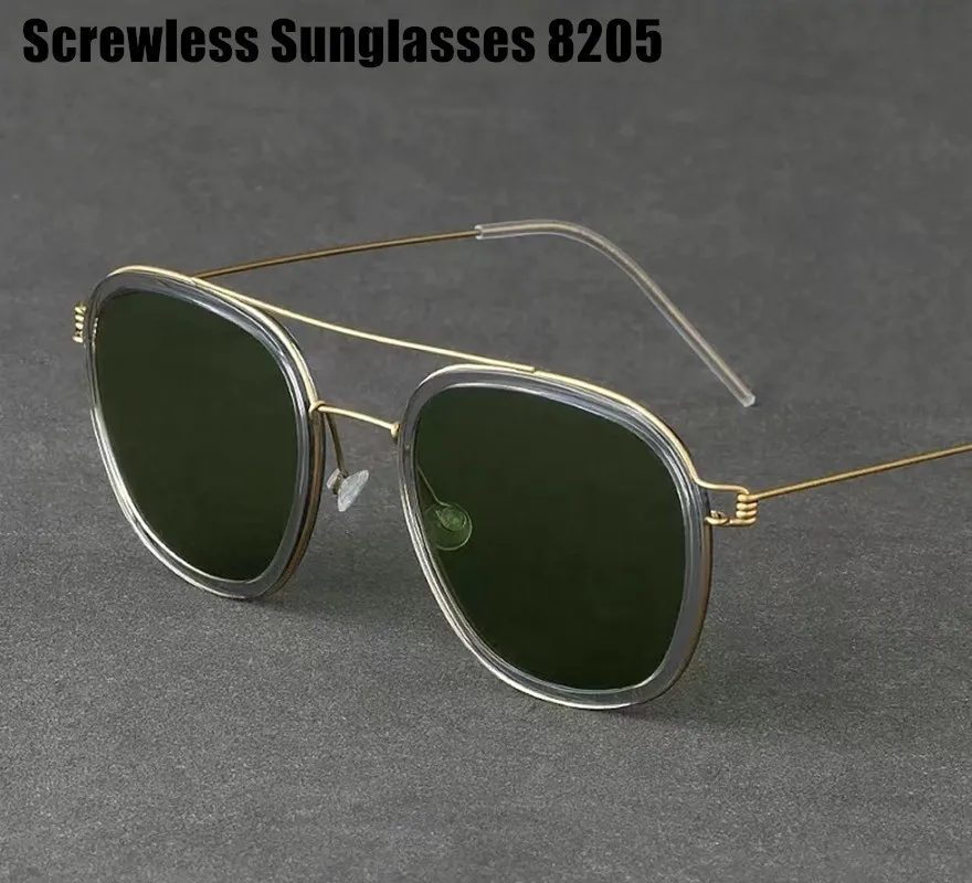 

Солнцезащитные очки датского бренда 8205, мужские, с двойной дужкой, в ретро-квадратной оправе, титановые, безвинтовые, женские очки, 2026