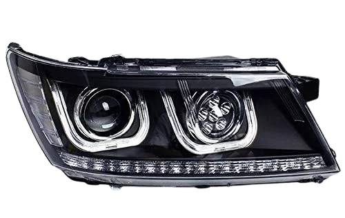 Black Trim Xenon Halogen Headlight for Dodge Journey 2014 - 2020 Head Lamp With LED bar Angel Eyes Double U Design Plug