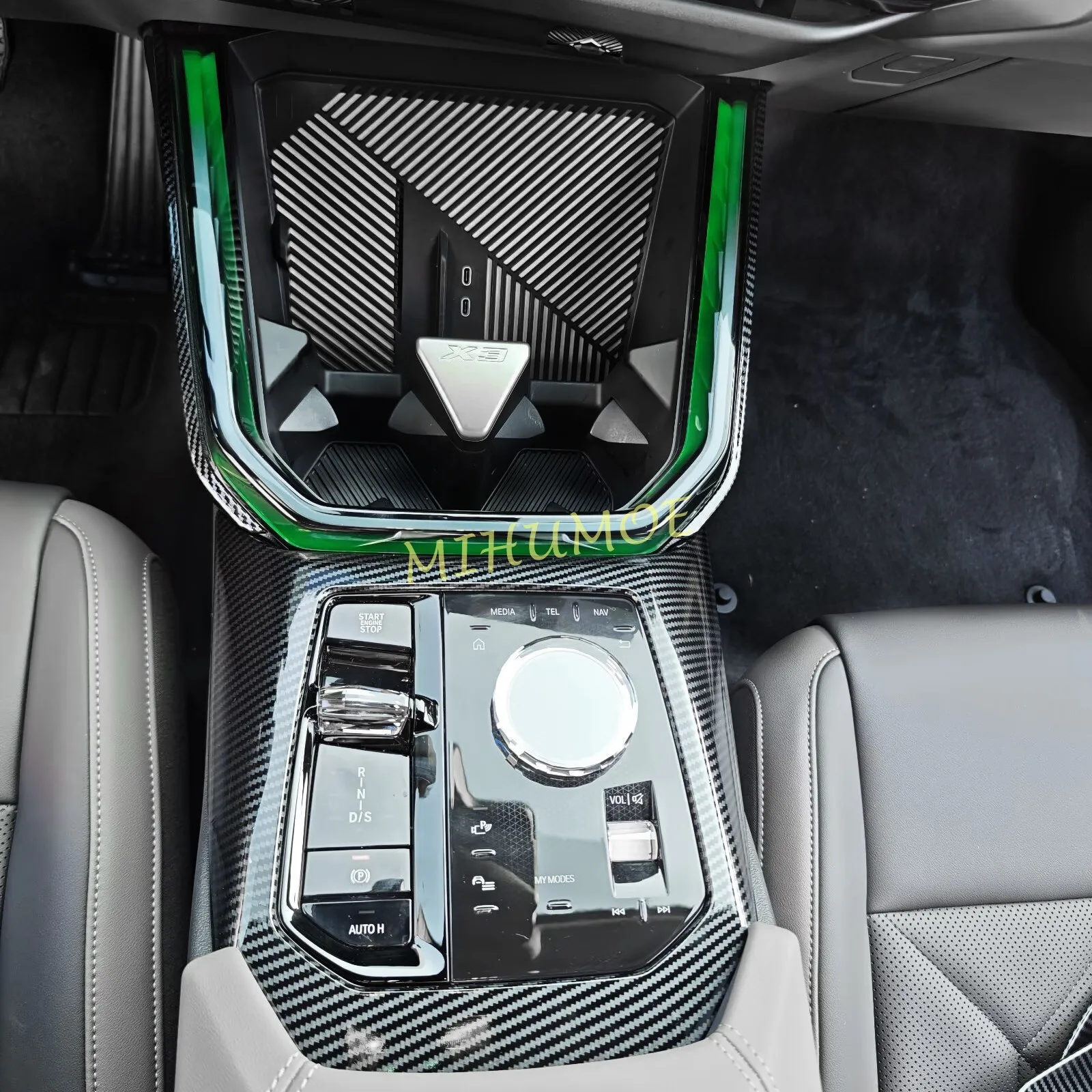 وحدة التحكم المركزية الداخلية الزخارف لوحة ناقل الحركة الأنيقة لسيارات BMW X3 2025 2026 ملحقات ألياف الكربون