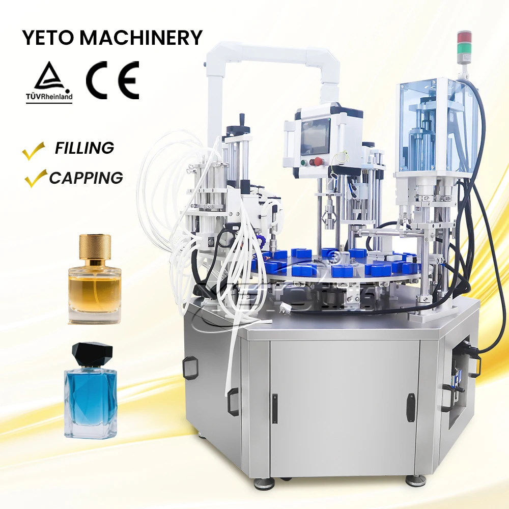 YETO 10ML 100 500ML Car Perfume Filling Machine Perfume Gripper Capping Rotary Automatic Production Making Filling Machine