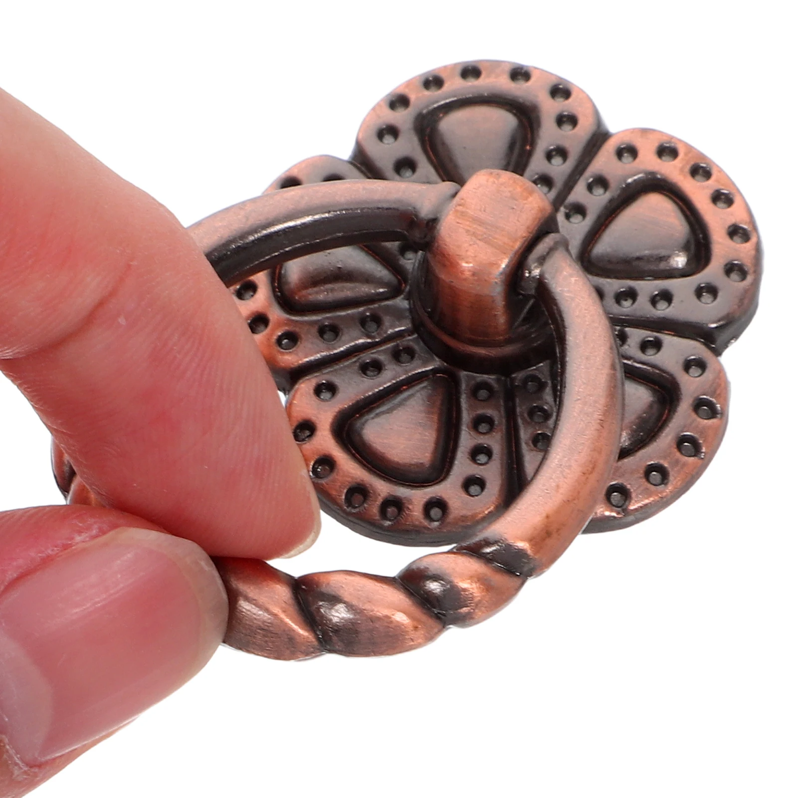 4 قطعة درج زهرة البرونزية يسحب سبائك الزنك ثقب واحد المقابض خمر نمط مقابض للخزانة الأثاث خزانة الأجهزة #3