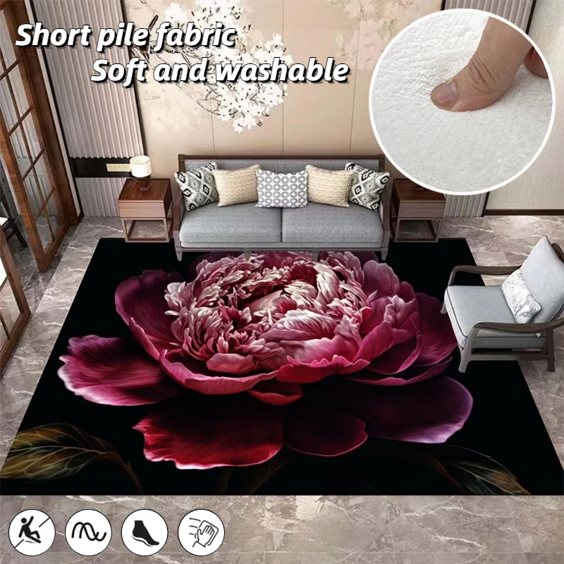 

Modern Flower Art Large Living Room Carpets 160x200cm Sofa Coffee Table Area Rugs Bedroom Non-slip Bedside Floor Mat Washable