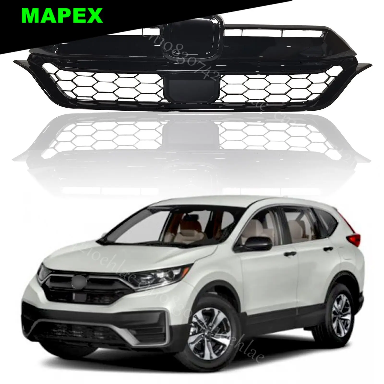 

Front Grille Fit For 2020-2022 Honda CR-V CRV Honeycomb Mesh Glossy Black Grill