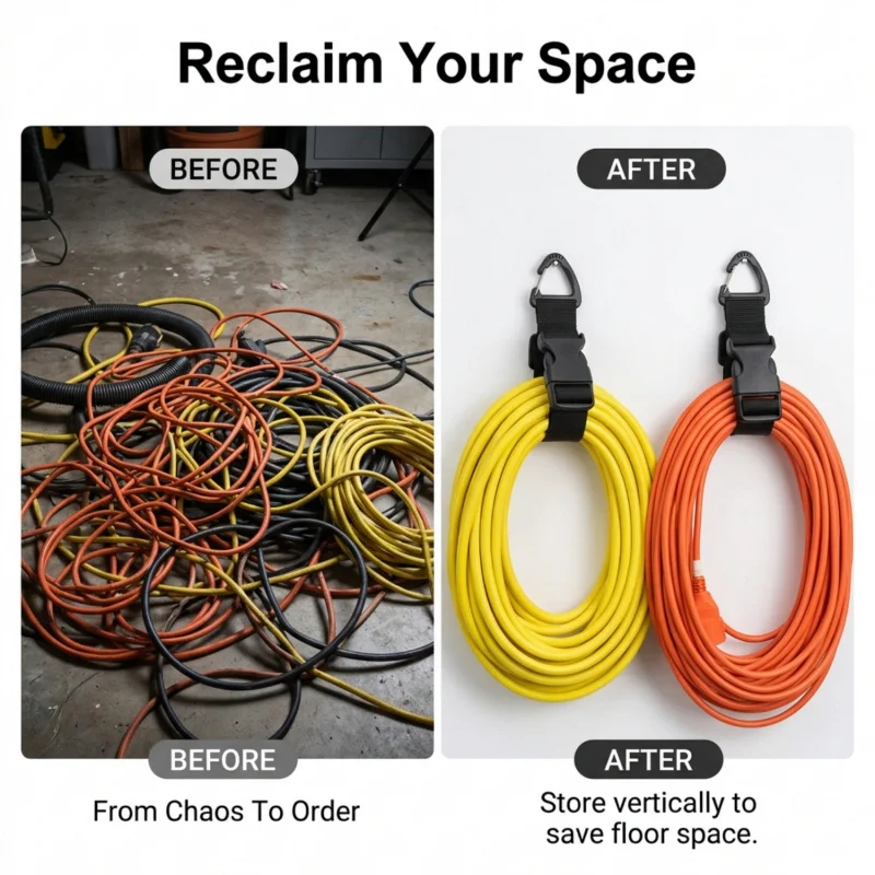 1PCS Adjustable Garden Hose Strap, Heavy-duty Cord Organizer, Reusable Hanging Ties for Garage & Studio