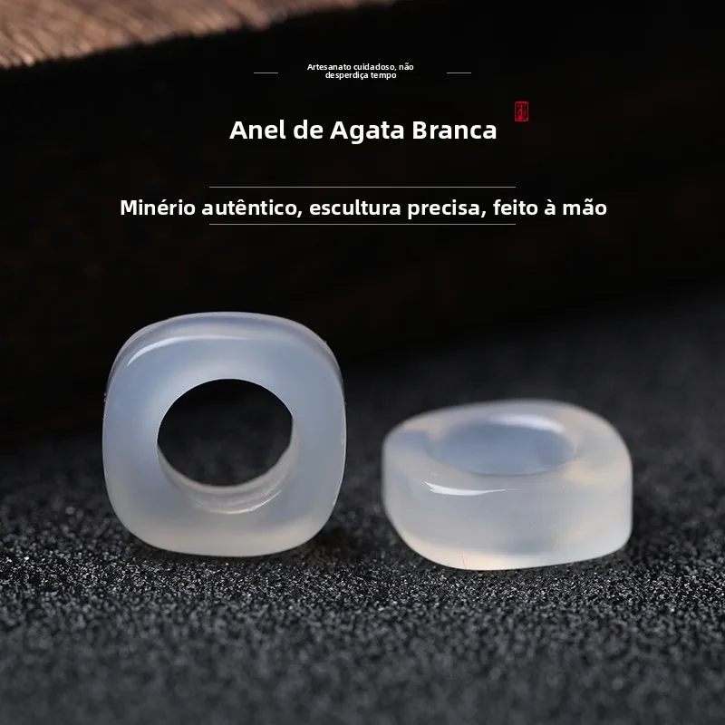 Agata-gelo-jade-Agata-branca-Agata-lychee-frost-anel-redondo-anel-de-corrida-pulseira-de-jadeite-brinco-redondo-acesso