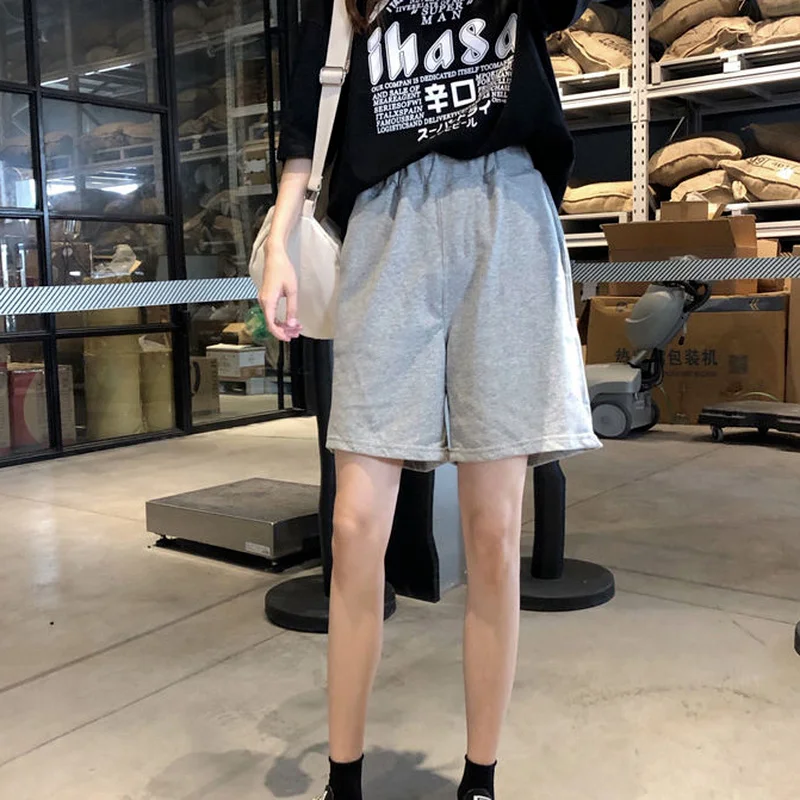 Shorts Women Solid Ulzzang Loose Chic Students Cool Girls BF Harajuku Casual Soft All-match Streetwear Elastic Waist Daily New