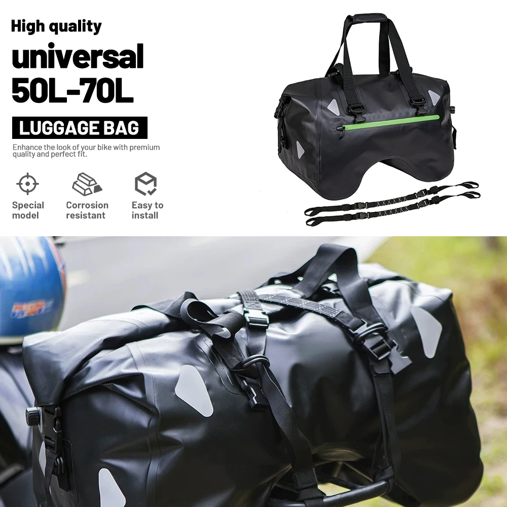 Universal Motorcycle Luggage Bag Waterproof Bag For Motorbike U-shaped TPU Material 50L 70L Large Capacity Motorcycle Bags
