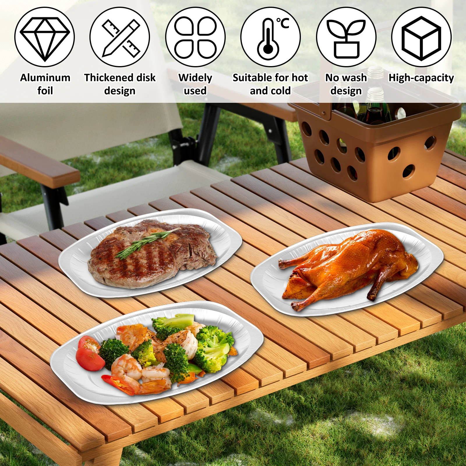 20Pcs Large Serving Catering Trays Aluminium Foil Party Platters Oval Shape Thickened Robust for Party Barbecue Use