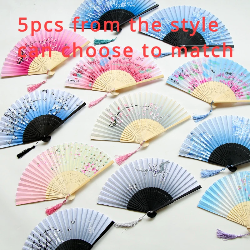 

Chinese Style Small Fan for Female, Ancient Chinese Style, Props, 7 in, 5PCs