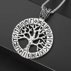 Hollow Out Viking Rune Tree of Life Pendant Charm Men's Necklace Christmas Valentine's Day Gift Protector Jewelry Accessories