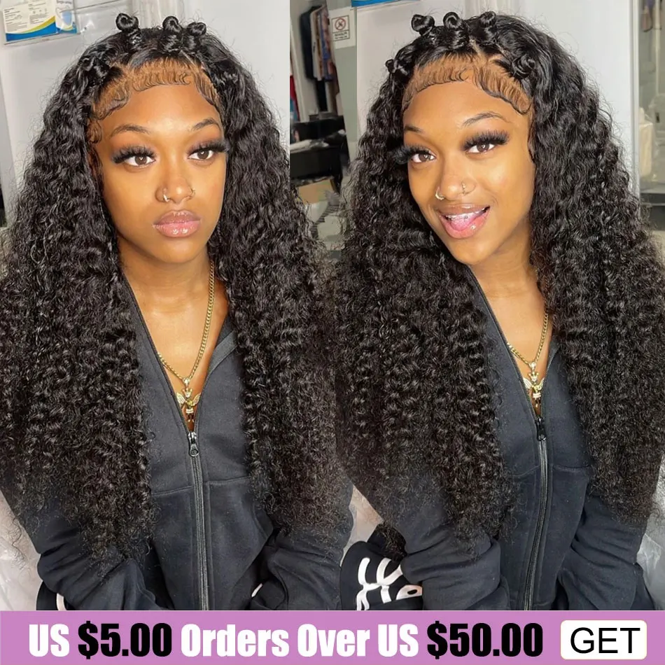 

Kinky Curly 13x4 Transparent Lace Front Wig Peruvian Remy Kinky Curly Lace Closure Wig 180% Curly Human Hair Lace Wigs 30 Inch