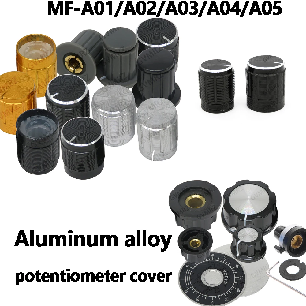 Potentiometer knob / aluminum alloy potentiometer cover /potentiometer handle inner hole 4MM scale piece//MF-A01/A02/A03/A04/A05