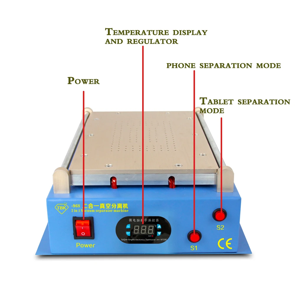 Max 14inch TBK 968 for tablet mobile phone 2 in 1 manual lcd separator build in vacuum pump