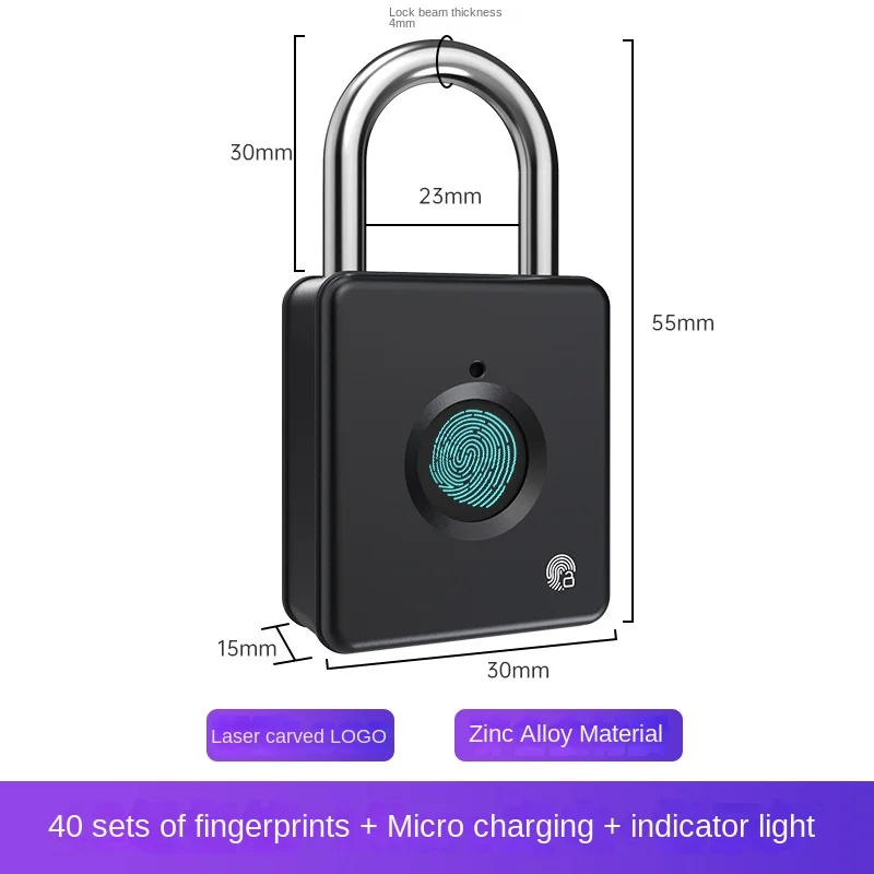 Indoor New Mini Fingerprint Padlock Case Bag Electronic Lock Small Lock Learning Dormitory Locker Fingerprint Lock