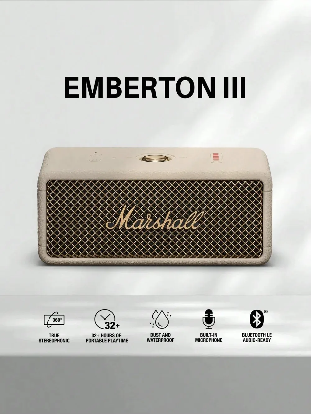 Haut-parleur Bluetooth portable Marshall Emberton III, Bluetooth 5.3, �tanche IP67, son st�r�o puissant, basses profondes