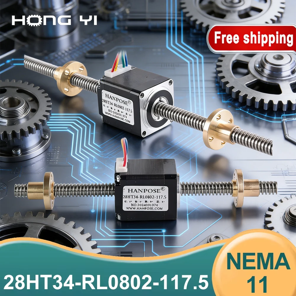 28HT34-28//40/50-RL0802-117.5 Trapezoidal Lead Screw Motor Assembly with Reversible Threads