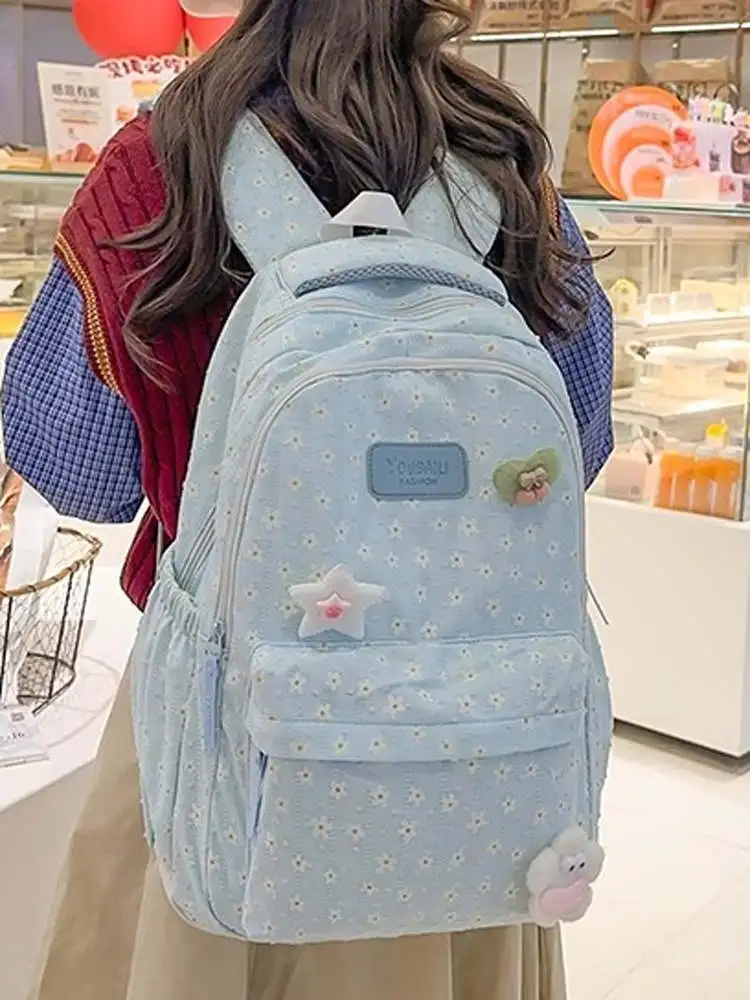 

Faionable Large Capaci Bapa for Middle And High School Students Boys And Girls Can Use It Double oulder Bag with Fl...