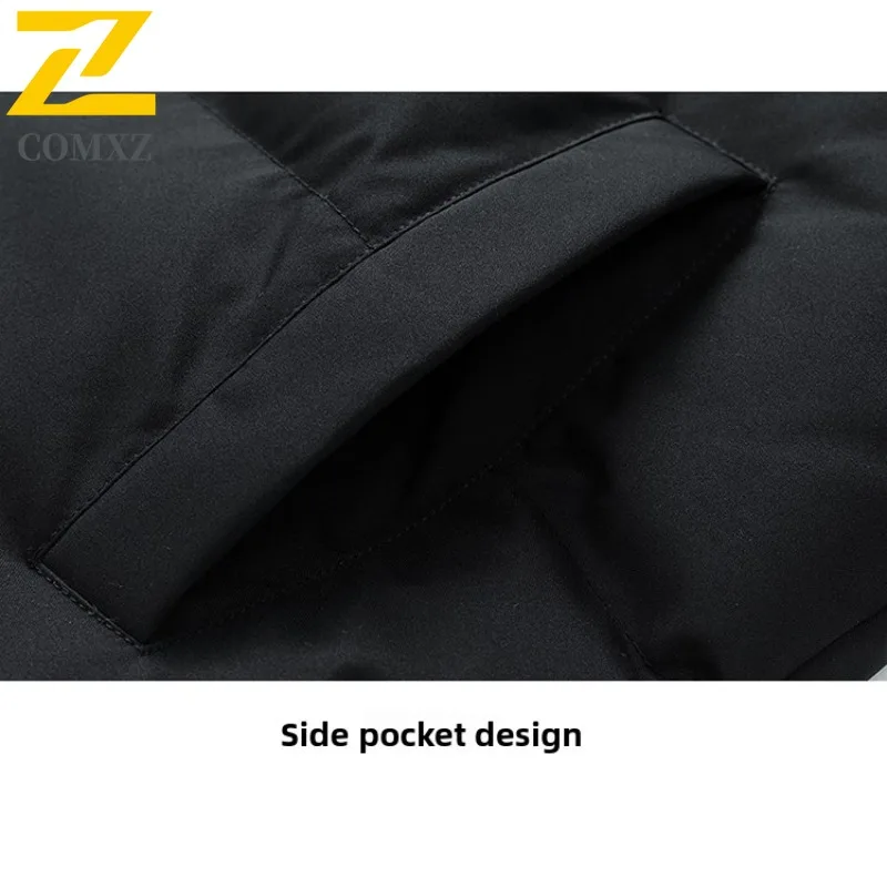 COMXZ Mens Bread Jacket Leisure Hooded Collar Camping Lightweight Parker Coat Hiking Cold Protection Solid Color Winter Coats